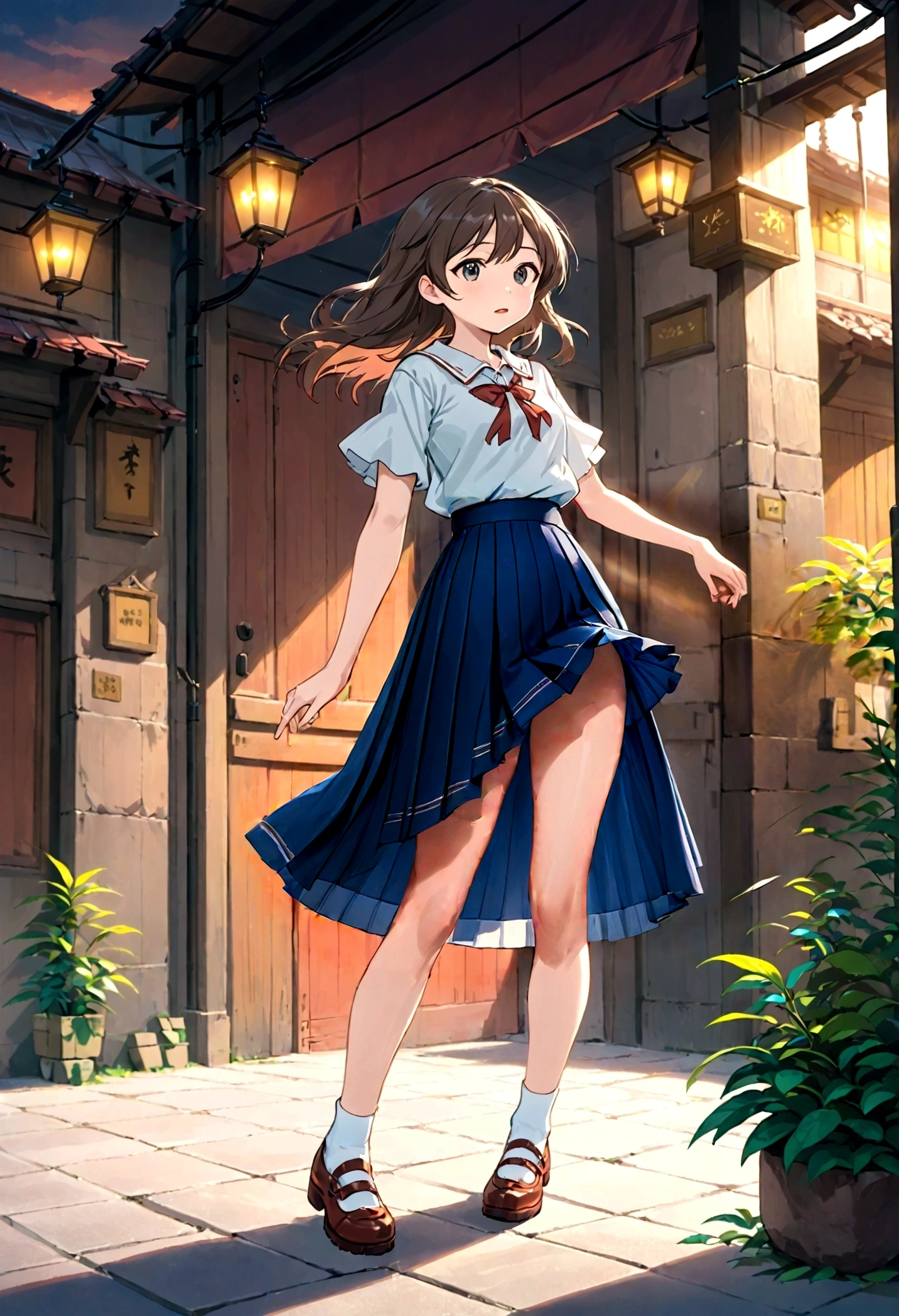 Long skirt for uniform、The color is dark blue、
Uniform pleated skirt