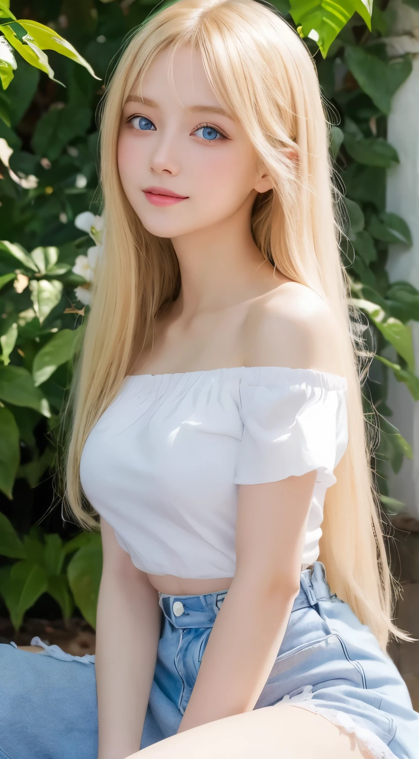 1人のnakedの少女, 19 years old, alone, Super Long Straight Blonde Hair, Super long blonde hair that reaches down to the feet、huge , View Viewer, ((Super long shiny and bright blonde hair))、whole bodyに絡みつく超ロングヘアー、Super long hair that clings to the body、Very beautiful blue eyes and messy bangs between the eyes、White skin、Shining Young々Beautiful skin、Glowing Skin、Gloss Face、Cheek gloss、Cheek highlight, naked, gem, whole body, (Highly detailed 8k wallpaper), Soft lighting, high quality, Film Grain, Fujifilm XT3 Sharp Focus, 5 ....6, Attention to detail, Sharp focus,(Natural light), (Big Plans:1.2), (Fascinating),No clothes, Realistic, Sexy、beautiful big white and pale blue eyes、Very big eyes、eyeliner、smile