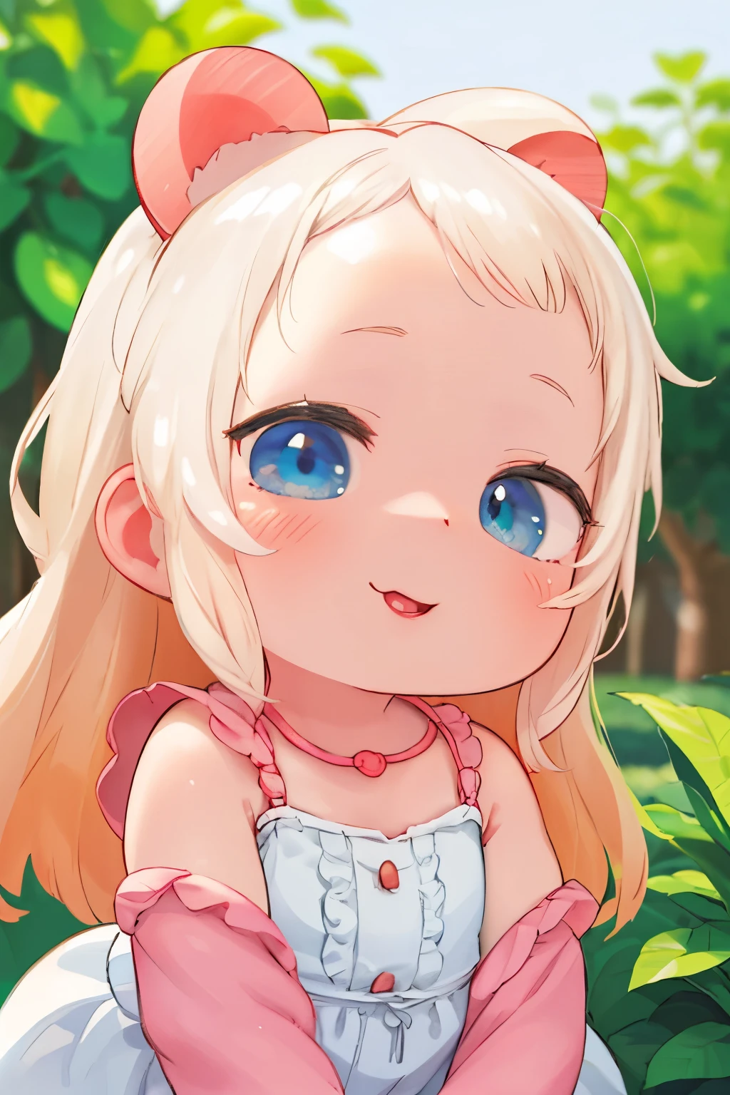 Photorealistic、Chibi Girl Doll(Apple-themed clothing、Have a magic wand、smile),8k, photorealistic, beautiful detailed eyes, beautiful detailed lips, extremely detailed face and skin, intricate details, vibrant colors, natural lighting, pastoral, serene, tranquil, cozy, cute, adorable, kawaii