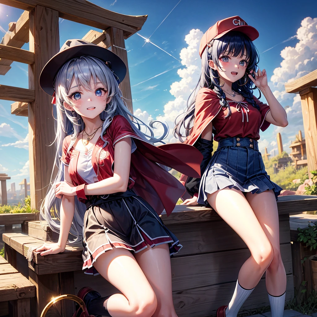 Panties looking up from directly below、cute3Two sisters standing