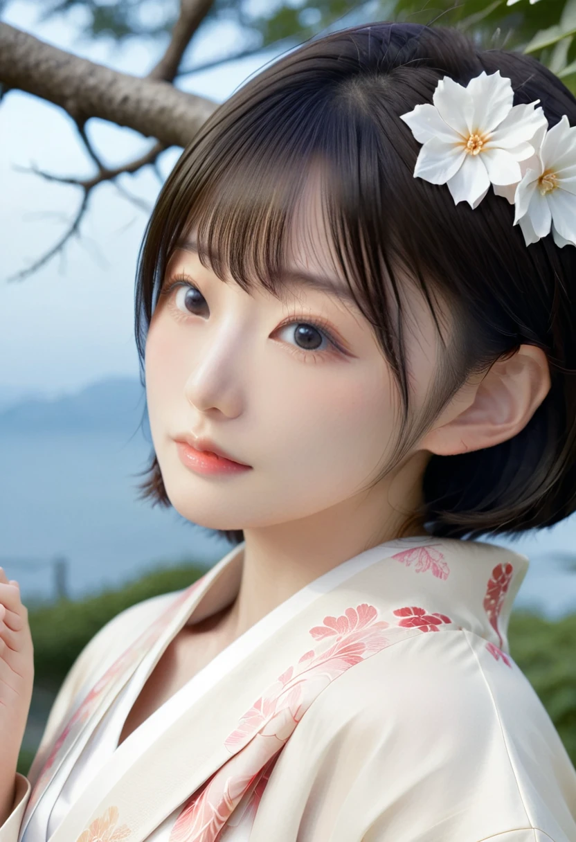 highest quality, masterpiece, High resolution, One girl, Beautiful and perfect face, Bobcut, Japanese Clothing,kimono, Intricate details, Cinematic feel, 8k, Very detailed  