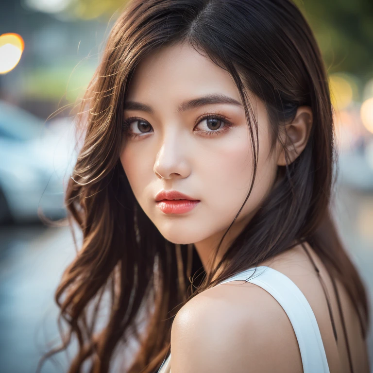 (1girl, beautiful detailed eyes, beautiful detailed lips, extremely detailed eyes and face, long eyelashes, perfect body beauty:1.4, buttocks:1.2, long hair, bandeau dress:1.1, layered haircut, huge silicone:1.2, shut up:1.3, concentrated:1.2, rain, street:1.3, best quality, 8k, masterpiece:1.3, ultra-detailed, realistic, photorealistic, photo-realistic:1.37, HDR, UHD, vivid colors,Jaoanese movie cutey honey cosplayer)
