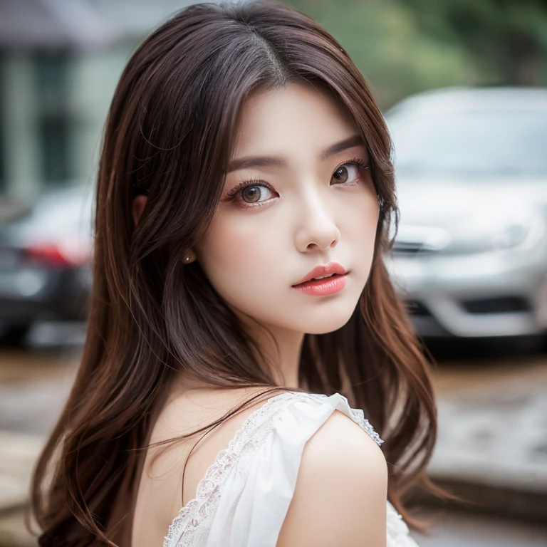 (1girl, beautiful detailed eyes, beautiful detailed lips, extremely detailed eyes and face, long eyelashes, perfect body beauty:1.4, buttocks:1.2, long hair, bandeau dress:1.1, layered haircut, huge silicone:1.2, shut up:1.3, concentrated:1.2, rain, street:1.3, best quality, 8k, masterpiece:1.3, ultra-detailed, realistic, photorealistic, photo-realistic:1.37, HDR, UHD, vivid colors,Jaoanese movie cutey honey cosplayer)