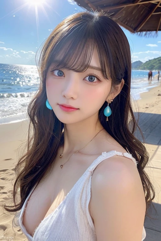 ★composition:(Full body photo)★quality:(2 girls), (Perfect hands:1.2), (Perfect Anatomy:1.2), (best quality:1.3), (masterpiece:1.3), (Very detailed:0.8), , 完璧なface, かわいくて左右対称のface, 童face, Pink Lips, (:1.1), High resolution, High resolution, CG Unity 8k, Nice hands, throw, top quality, ★performance:(笑face:1.3), (:1.4), Happy, charm的な, faceを見て感じる, (Look at other people:1.3), looking up★被写体:(toru asakura: 1.3), ★face:detailed face, (beautiful face: 1.1), beautiful girl, cute, charm, beautiful detailed face, ★eye:blue eyes, detailed eyes, キラキラしたeye, charm的なeyeの反射, キラキラ輝くeye元, Pupil depth and three-dimensional effect, 虹彩の色の微妙な変化 ★イルミネーション:Light of the sun, ★chest: 小さなchest、Detailed skin, (chestの谷間:1.4), Shiny skin, ★hair: :(Wolf Cut)★style: animation, shape, (Wet:1.2), ★environment:Ocean, cloud, Day, Beach, ★Costume :((NSFW、Hairy pubic hair)) , jewelry, Earrings, necklace, Earrings, accessories, ★One:Small Head, ★action: