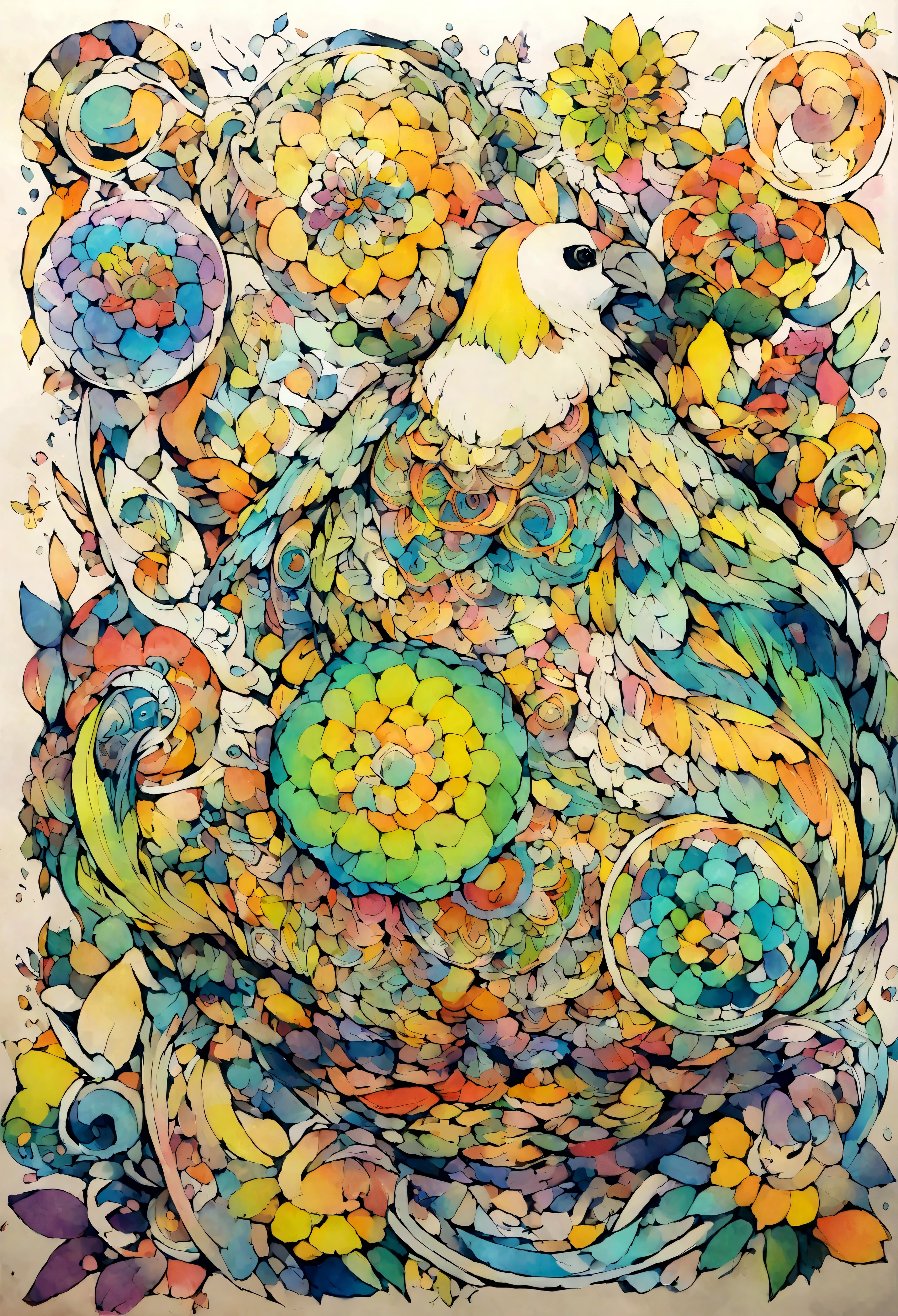 2Vivid colorful drawing of cool bird-based mandalas