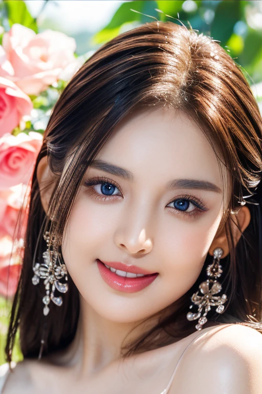 very beautiful girl, asian mixed idol model;
(((girl wearing silk dress hires flowers, leaves, birds, bright colors)));
((lifelike:1.2)), ((masterpiece:1.2)), ((highest quality image)), ((not NSFW)), ((8K)), CG, HD, ((sharp and contrast)), ((super fine graphics)), ((professional)), ((detailed and vibrant colors)), ((super smooth images)), ((advanced photo techniques)) , ((True RAW)), ((Perfect Image Texture));
complex light, yellow-black rays, ((lighting the face));
sunlight ((sparkle)), ((illuminates the girl's body));
glossy pink lips, pink eye shadow, eyelashes, blush, cosmetics, bright white aa, detailed pores, glossy skin, shiny skin; perfect, flawless hands; ivory white, rosy, shiny, shiny skin;
golden red hair, smooth, flowing in the sunlight, detailed;
blue eyes, seductive, ((sharp makeup)), realistic, ((wet)), detailed, pink eyeshadow;
two delicate eyelids, perfectly beautiful, detailed, black eyelashes;
curved, sparse, sharp, detailed eyebrows;
beautiful and perfect face, saintly, light makeup, perfectly proportioned, beautiful in every detail, ((shiny)), cosmetics;
beautiful, lovely, high, detailed nose;
Blush, prominent, detailed cheekbones;
seductive lips, glossy pink lips;
radiant smile, pure white teeth, details;
beautiful, perfect hands, ((no flaws)), no defects;
Super perfect body, full of vitality;
big and full breasts, prominent nipples, deep, firm, detailed cleavage;
plump, shiny buttocks;