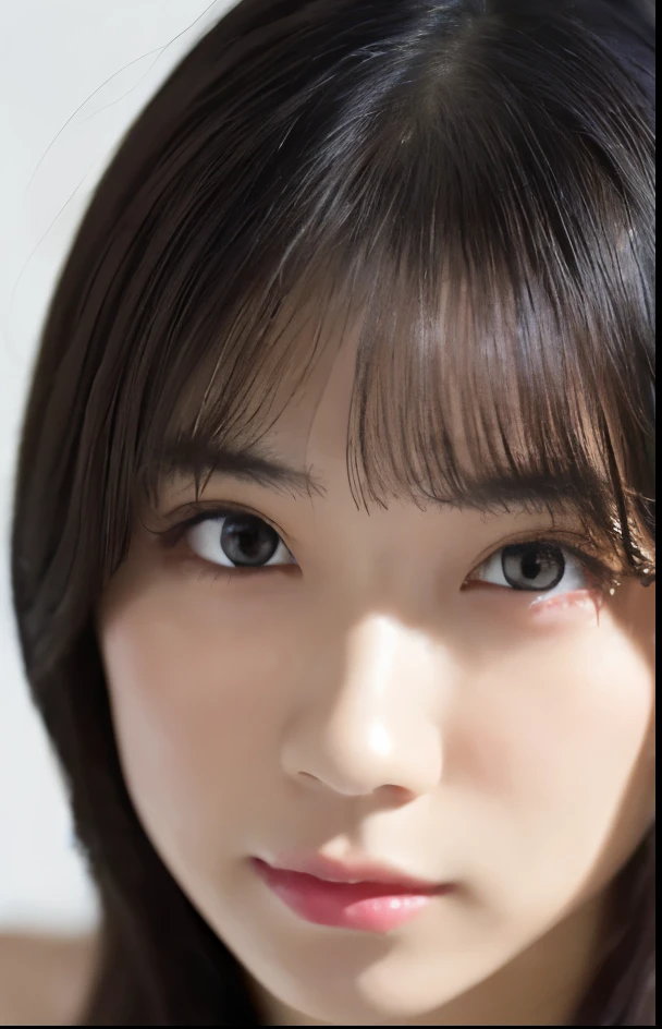 1 girl,Wearing makeup:1.5、Pink Eyeshadow:1.6、Tabletop:1.3、 Focus the light on your face:1.4、Close-up of face:1.4、(Wear a strapless camisole:1.2), Very beautiful Japanese idol portraits,
(RAW Photos, highest quality), (Realistic, Realistic:1.4), (masterpiece),
Very delicate and beautiful, Very detailed, 2k wallpaper, wonderful, finely, Very detailed CG Unity 8K 壁紙, Very detailed, High resolution, Soft Light,
Beautiful detailed girl, Very detailed目と顔, Beautiful and sophisticated nose, Big beautiful eyes, Cinema Lighting,
(Simple light color background:1.3),
(Medium Hair), (Parted bangs),
Complete Anatomy, Slender body,Big Breasts, Sensual look