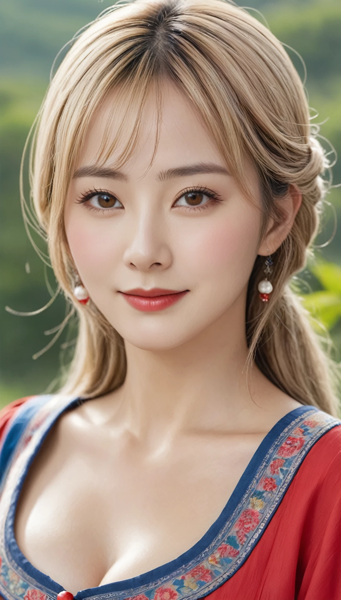 (((Hyper Real)))、Ancient peasant woman、Women in agriculture、(((Big big big boobs)))、(Easy to wear, Modest clothing)、 Beautiful woman ((high resolution)) High resolution、blonde mature、Very attractive mature woman、Attractive middle-aged woman、(((大きなBig cleavage)))、Fine skin、超High resolution、Plump figure、Beautiful smile、中年Beautiful woman、Beautiful expression、Beautiful brown eyes、Fluffy long blonde hair、非常に繊細でFine skin、45 歳のAncient peasant woman、((In a rural square))、Women in agriculture、Big cleavage、Bright red lips、(Simple costume)、