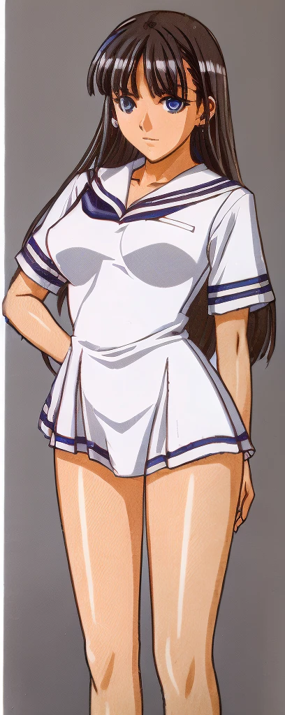 Mizushima Asa, a girl with big breasts and beautiful legs, confronts an office worker on a bus.。