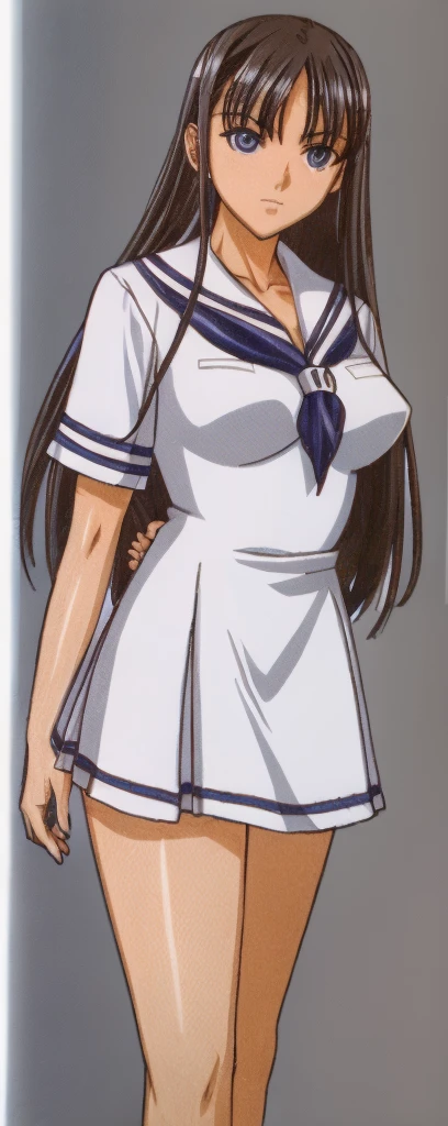 Mizushima Asa, a girl with big breasts and beautiful legs, confronts an office worker on a bus.。
