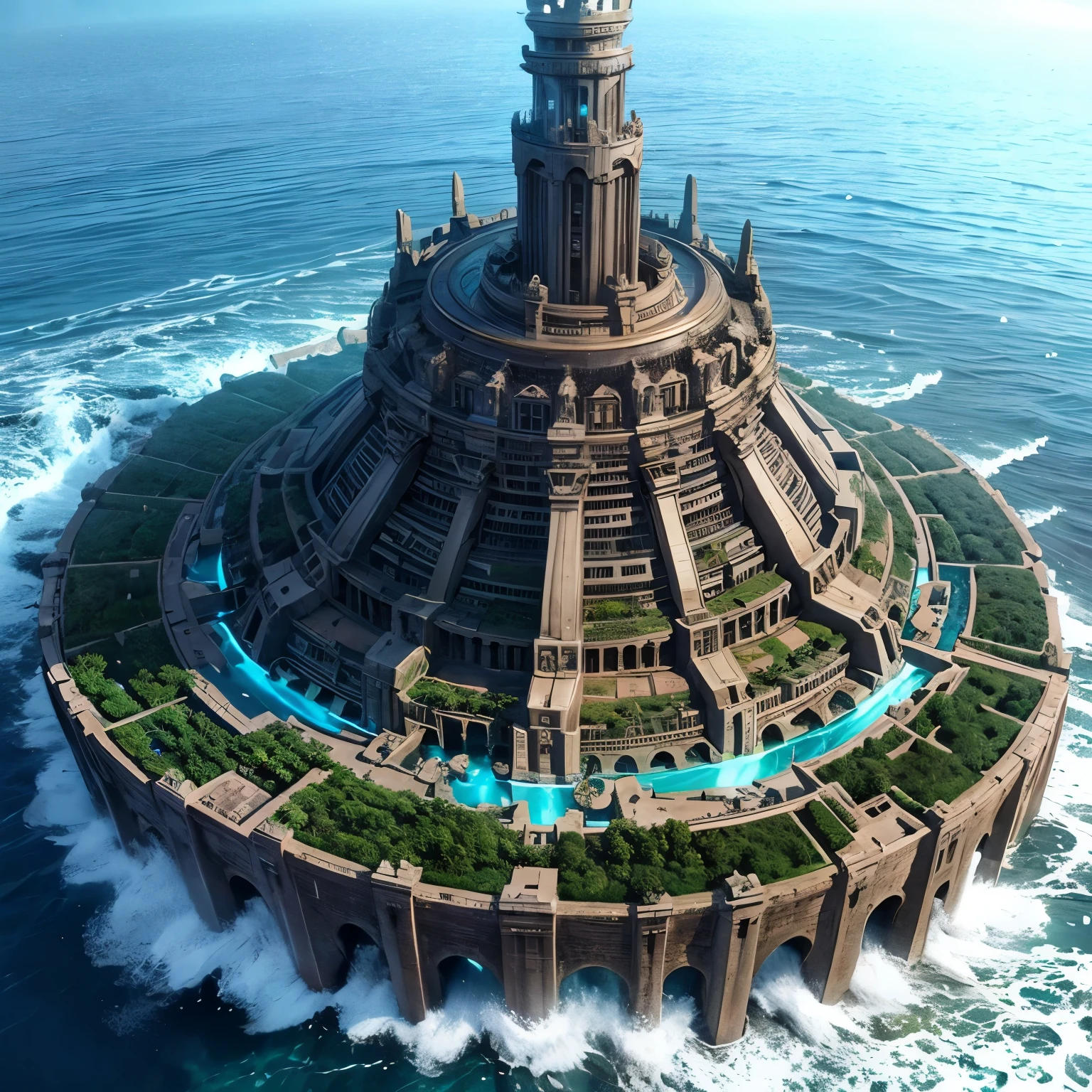 A lost city in the deep sea,The legendary Atlantis,Undersea civilization,huge,Ancient and advanced,Prosperous and mysterious