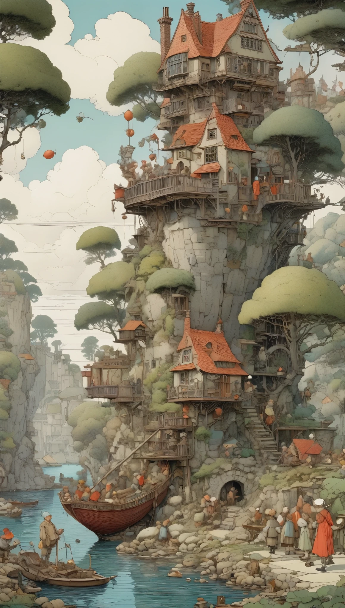 inspired by W. Heath Robinson, best quality, masterpiece, Ultra high detail, 8k