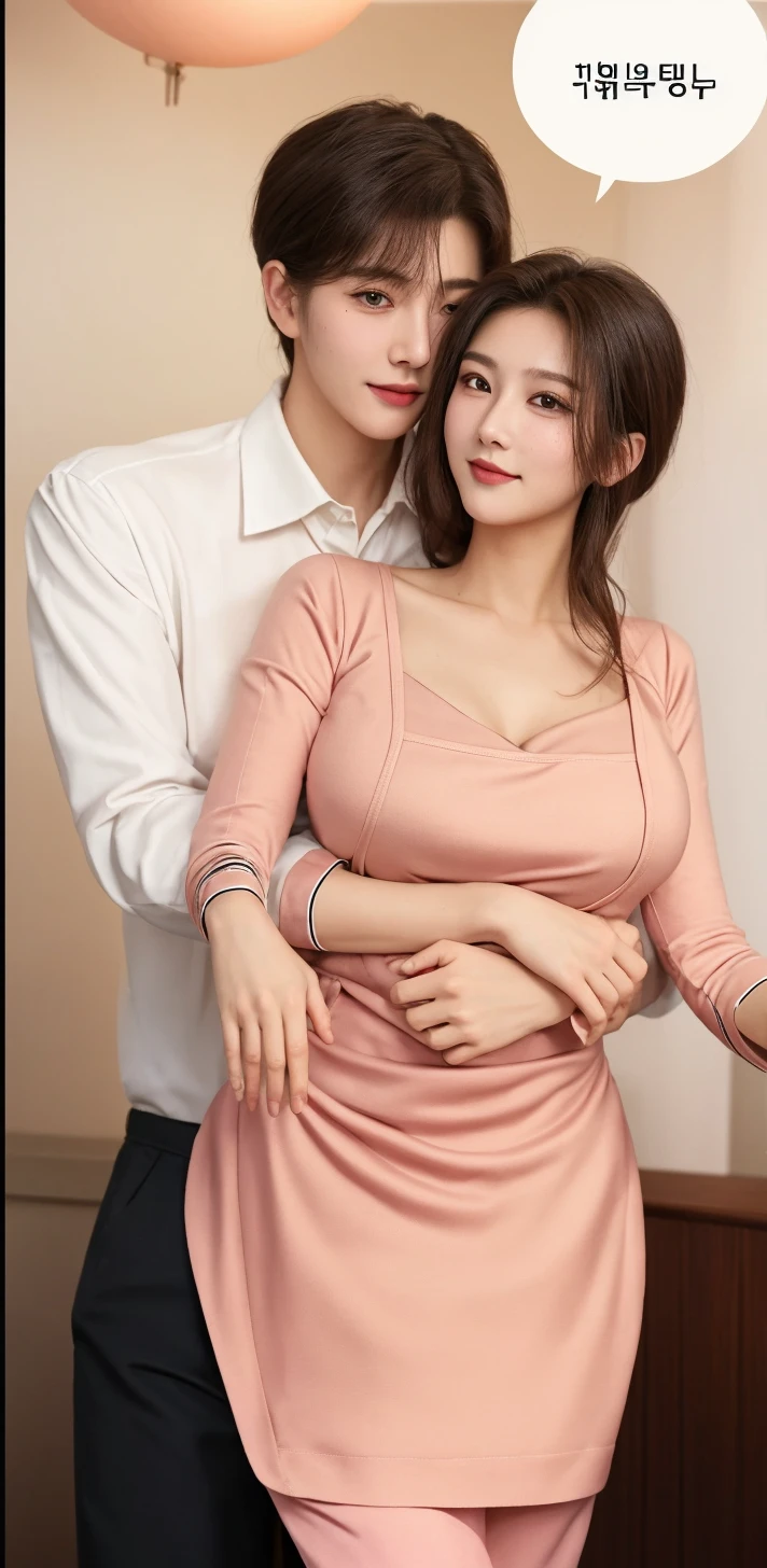 There is a man and woman hugging each other in a room - SeaArt AI