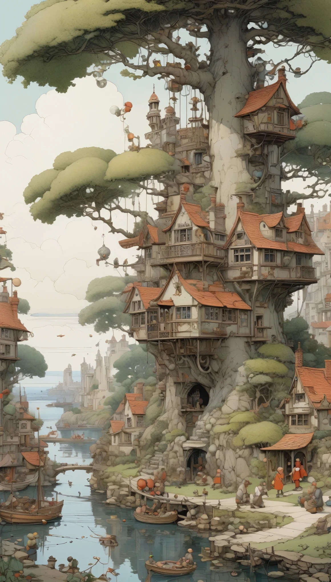 inspired by W. Heath Robinson, best quality, masterpiece, Ultra high detail, 8k