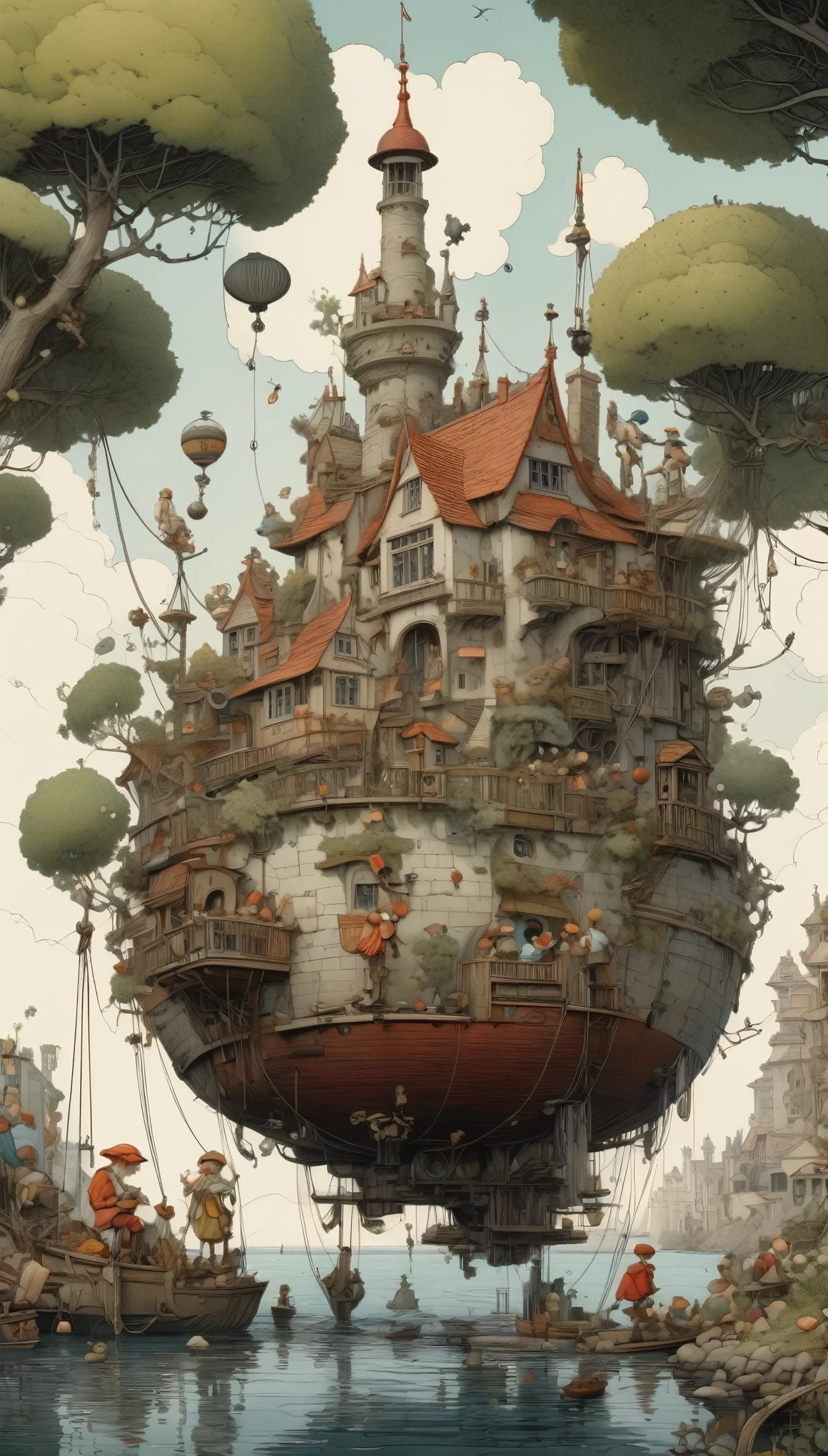 inspired by W. Heath Robinson, best quality, masterpiece, Ultra high detail, 8k