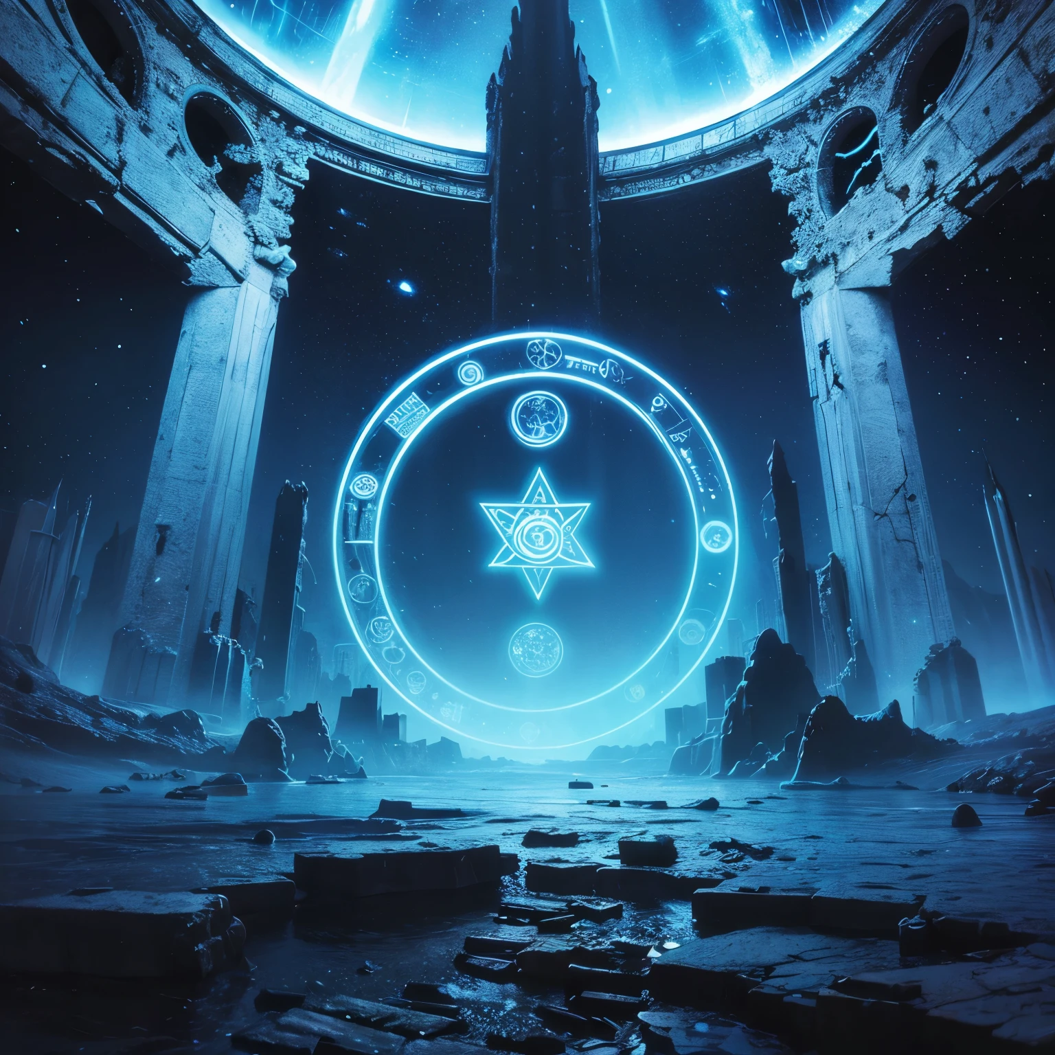 Magic portal in the deep sea city,Magic Circle,A portal between lost ruins,Ancient magic portal,Instances,Magic Circle