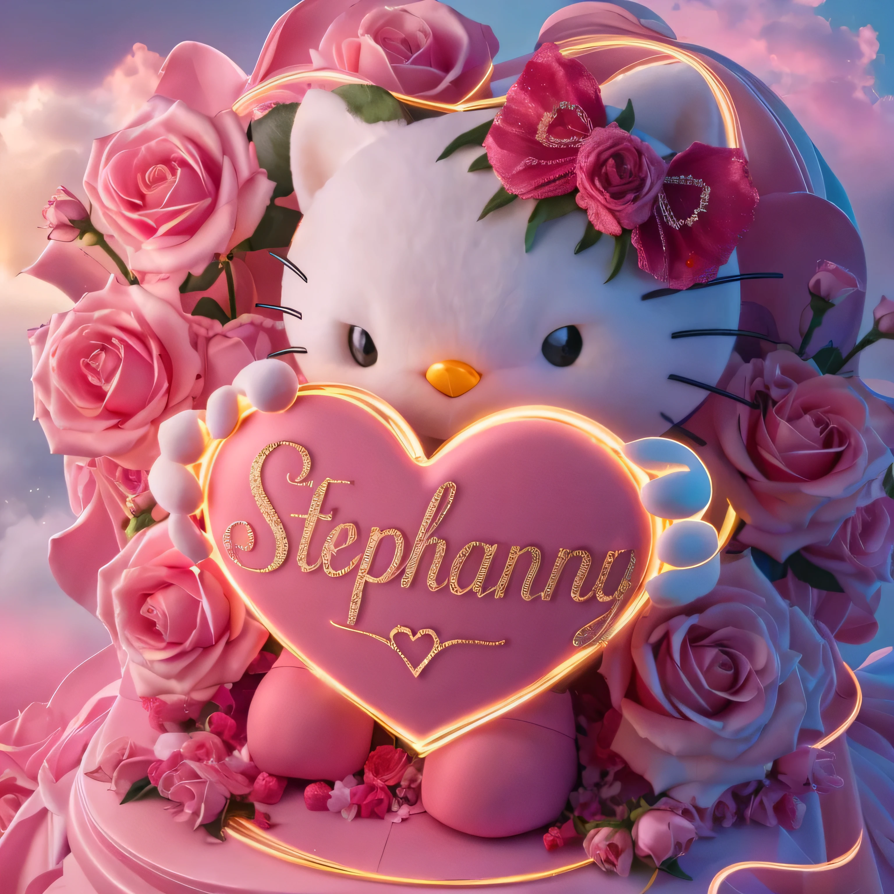 There's a Hello Kitty cake with a heart-shaped cake topper, Stephan, Beeple e Jeremiah Ketner, inspirado em Peter Alexander Hay, Admirador de arte, official Admirador de arte, Tiffany, Direction: Stephen Greene, inspirado em jeff koons, Stephen Hickman, Stylized 3D rendering, sociedade cg inspired, Fan art ", c4d”, inspirado em Jeremy Chong, 🌺 sociedade cg