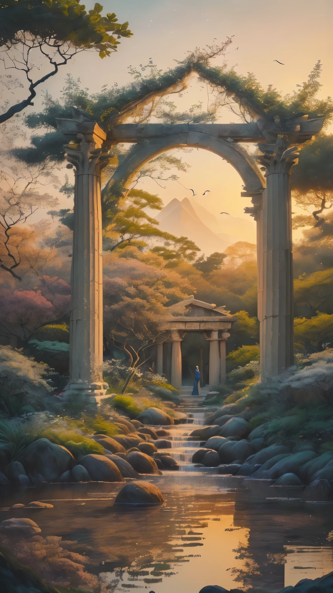 (art by Lieve Verschuier and Isaac Sailmaker and Maxfield Parrish:1.2),
(nature's cathedral and enjoyable and calming ambience and ambiguous and vr technology atmosphere, flashlight, aesthetic of photographic realism and neoclassicism:0.1),
leading lines,  unprecedented perfect work of art with elaborate details,
(banded and blotchy colors:0.1),
<lora:MJ52:0.3> <lora:xl_more_art-full_v1:0.3>