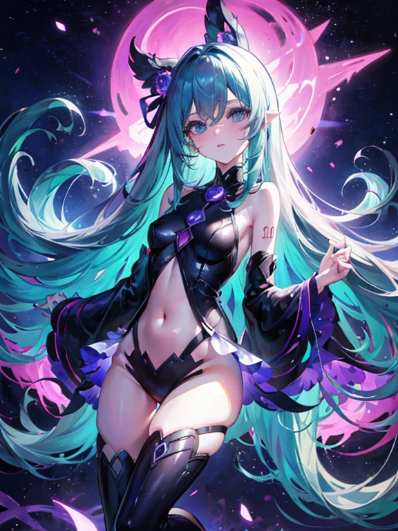 Hatsume miku x suicune ,ojos hermosos ((alta definicion)), fenix girl,art by dark natasha, jardin zen, art by dark natasha,  art by vixen aztra, cuerpo completo, ventido de demonio, alas de diablo, cintura delgado, caderas amploas, piernas torneadas, hermosa, HD face, cosmic space, sensual clothes