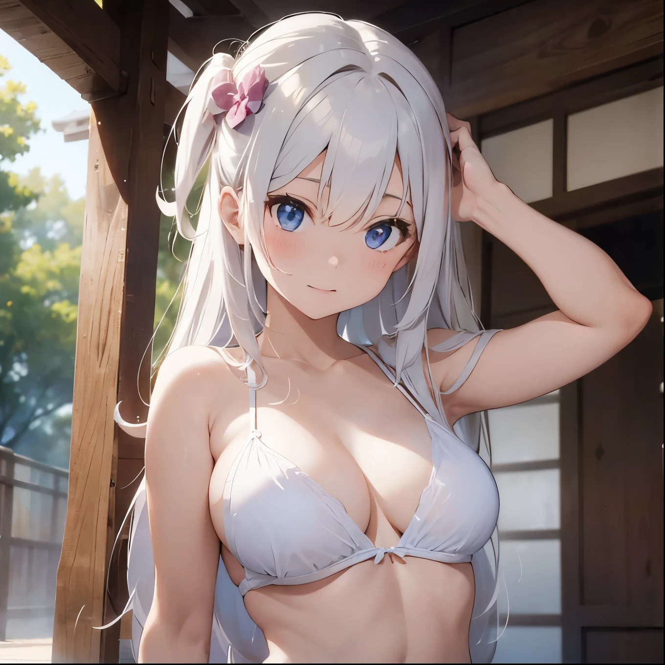 White-haired girl drawn in high resolution Japanese anime style、Woman taking a photo in a bikini, Bikini Model, , A young and cute gravure idol, Posing together in bras, Russian and Japanese mix, sakimichan, Asian woman, Wear a swimsuit, that'that'that'that'that'that'that'that'that'that'that'that'that'that'that'that'that'It's hot with the shining sun, Japanese Model, Cute Core, sakimichan hdri, Young Gravure Idol, Chubby