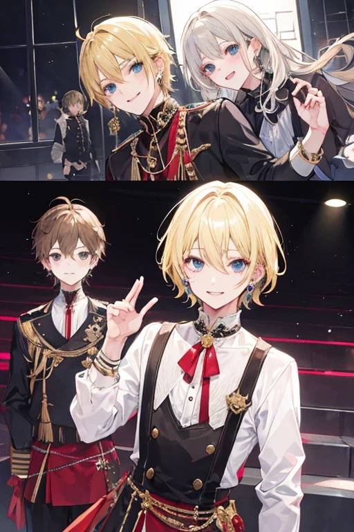 blonde、Shortcuts、
good looking、♂、smile、Earrings、prince、juvenile、Idol、