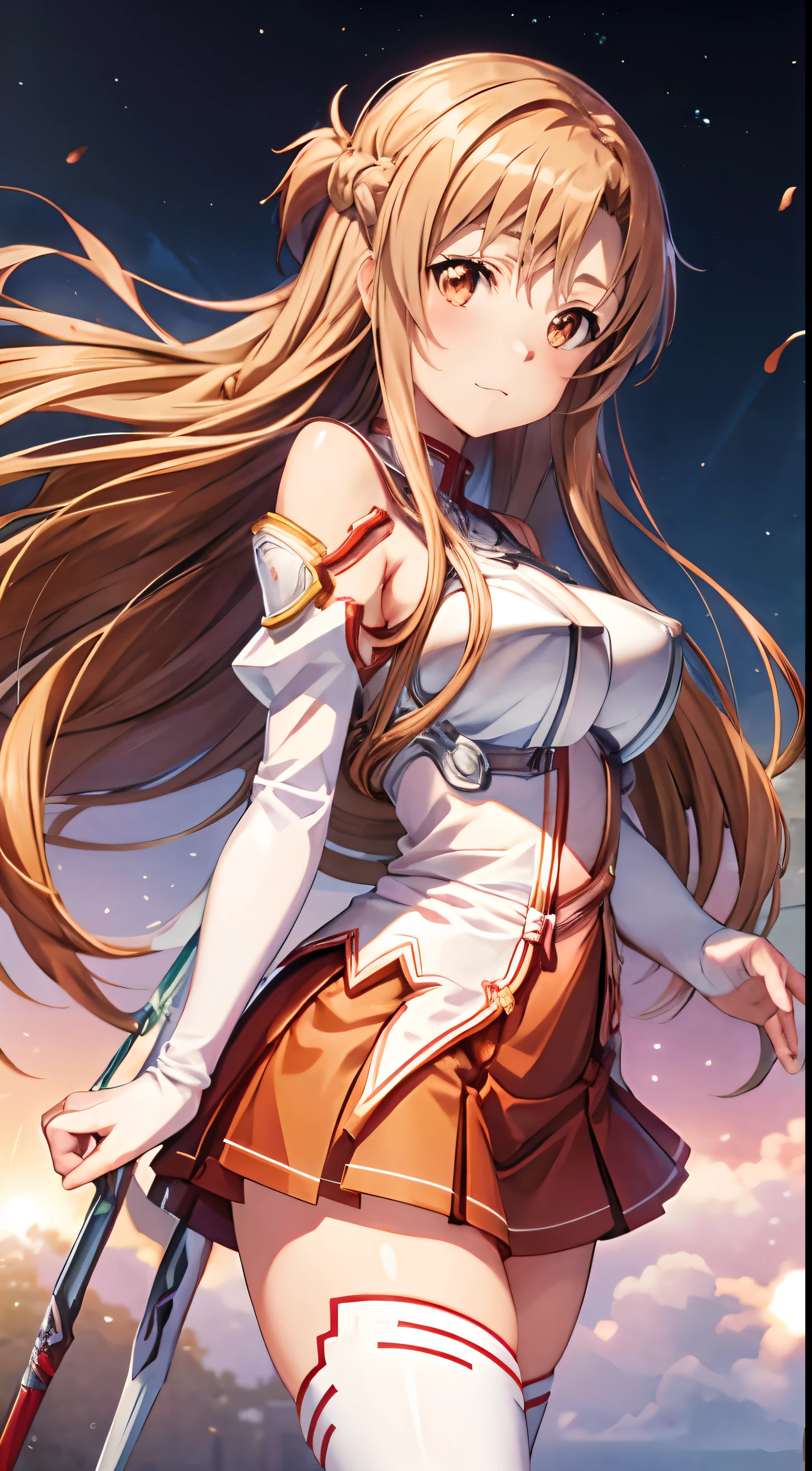 High resolution, Best Photos, Yuuki Asuna , Ultra-precision,、[3D Images:1.35]、[[With high quality anime、Cute Asuna with brown hair and brown eyes:1.15]]、High , Browsing Caution, Nipples