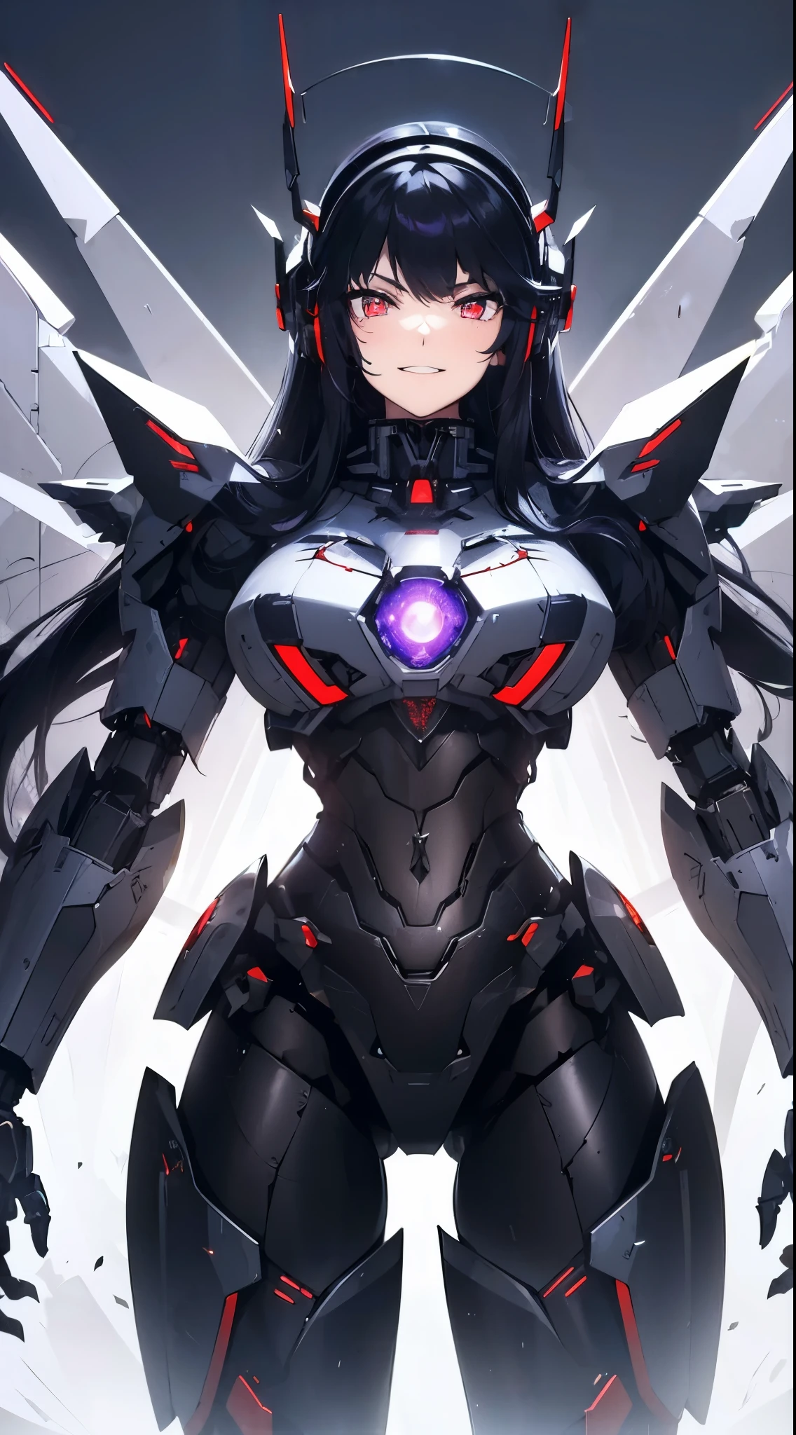 smug、Machine eyes glowing red