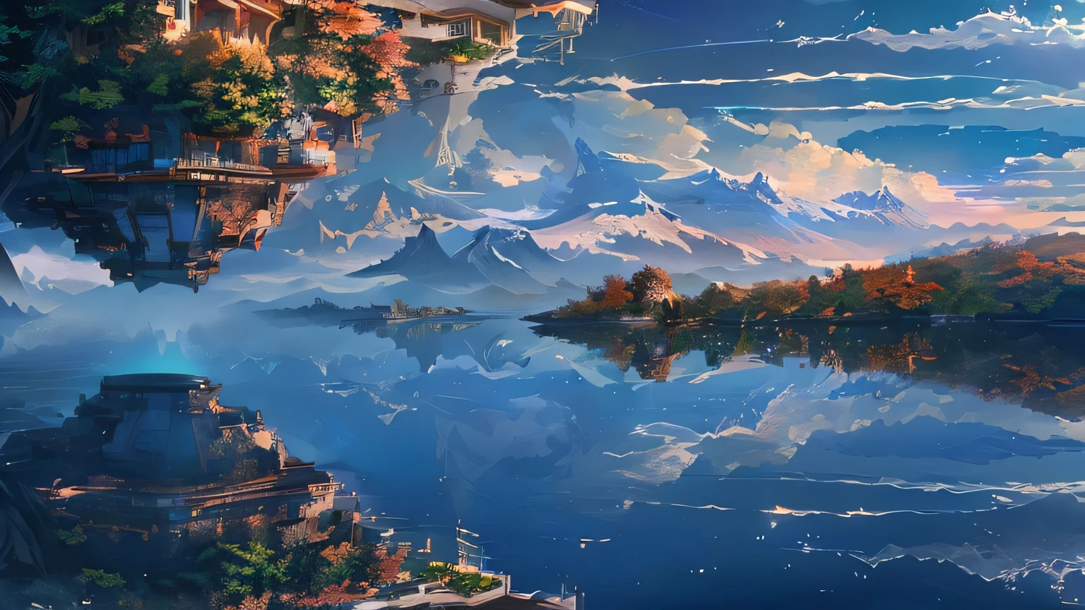 There is a picture of a lake on a mountain, 4k highly detailed digital art, Floating mountains, 4K Fine Digital Art, Detailed scenery —width 672, 4k hd wallpapers very detailed, Beautifully detailed pixel art, Detailed Dreams, Floating island, 8k high quality detailed art, Floating island in the air, Incredibly high detail, Shinkai Makoto Cyril Rolando, Cyril Rolando and Goro Fujita, Amazing wallpapers, Floating island, Fantasy Landscape Art, Inspired by Cyril Rolando (Cyril Rolando), cyril rolando and m.wakaluta, cyril rolando and m. wakaluta