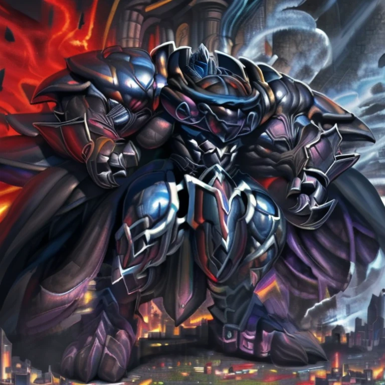 (masterpiece. official art. 8k. best quality. detailed full body. full body.)

(situation 1 : dominating LUCARIO. LUCARIO is over 1000 meters long. focus GIANT mechanical Muscular LUCARIO is trampling the city. Looking down. macro. stomp. Low-angle perspective. emphasizing the immense size.)

(situation 2 :smoke and flames rising from the destruction in the city)

(Additional details 1: BlackKnight_fe. Armor. Cape. Helmet. Sword. wearing a full-face helmet. high-tech bio-mecha armor. real texture material. whole body shines like metal. Wearing cyberpunk mecha. emphasizes the muscles. suit fully made of metal. intricate armor. Robotic suit. suit fully made of metal. cyborg. Powered exoskeleton with the same design as LUCARIO).

(Additional details 2: Detailed head. Detailed Body. Detailed abs. gigantic muscles. HYPER MUSCLES. Gigachad Muscular. big muscle. pecs. triceps. traps. unusually developed muscular body. body full of huge muscles. showing off muscles. pectorales enormes. Exaggeratedly huge muscles. huge muscles. long legs.).

(Additional details 3: NJfurry. lucario wears a long black cloak.The claws are sharp. Sharp teeth. 5 toes.).

(Additional details 4: black color hyper penis. hyper black penis. big penis)