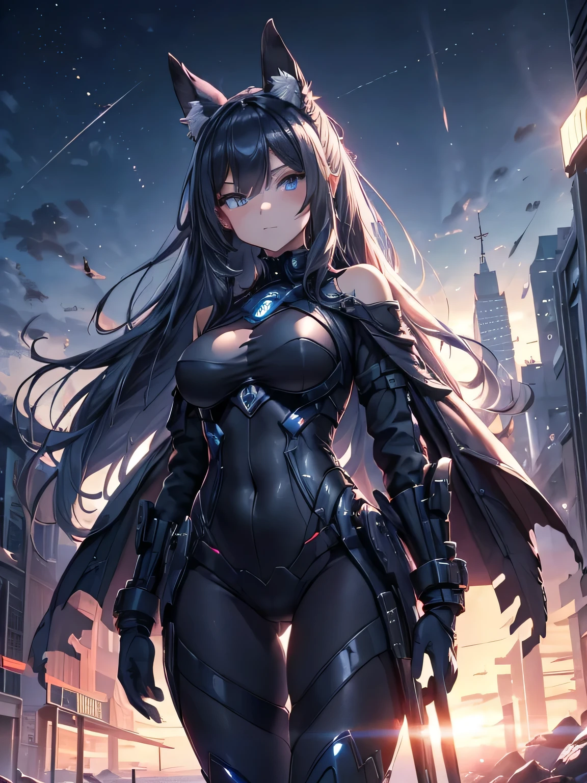
(Maxima calidad), ((la mejor definicion)) Sōsō no Frieren anthropomorphic, furry art, ojos azul intenso ((la mejor calidad)), recostada sobre su lado izquierdo, pose medio lateral, descalza, patas bien definidas, la mejor calidad, distopic future landscape al atardecer, dinamic pose, action atack