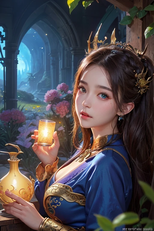 Girl with dragon and book in flower field, Fantasy art style, Detailed fantasy art, Fantasy artwork, Realなファンタジーアート, 4K Fantasy Art, Dragon Girl, epic Fantasy art style hd, HD fantasy art, Fantasy style art, Realなファンタジーアート, epic Fantasy art style, Amazing fantasy art, highly Detailed fantasy art、8k、RAW Photos、highest quality、Real、Photorealistic、Professional Lighting、mix4、20d、Beautiful Teenage Woman、Japanese、1 female、Big beautiful eyes、Larger breasts