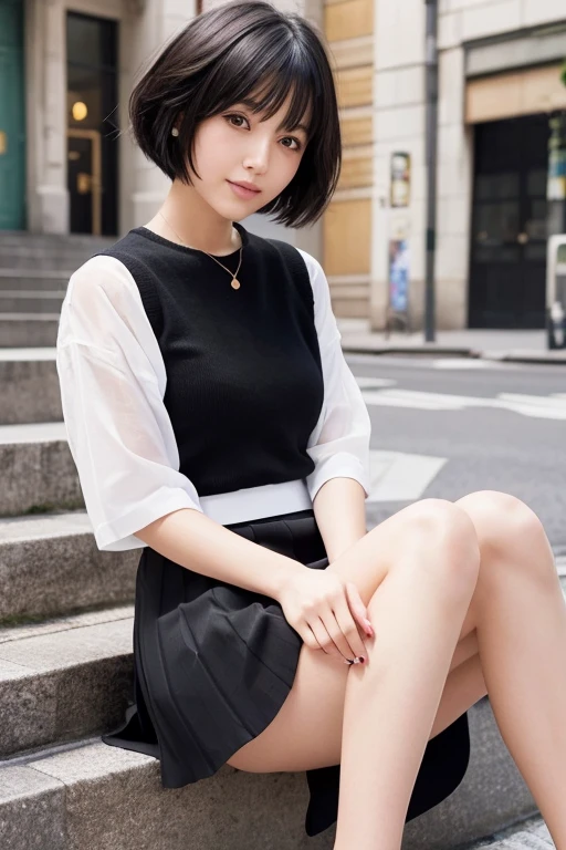 (Photos taken with a smartphone, Real), Japanese, (One Girl), Beautiful Face, (A vivid face), (Black-haired、short hair:1.3), Beautiful Hairstyles, 細かく描かれたRealな目, (Realistic Skin), Beautiful skins, attractive, Surreal, High detail, Golden Ratio, Highly detailed cute girl,(20-year-old), (upskirt:1.3), (real vagina:1.3)