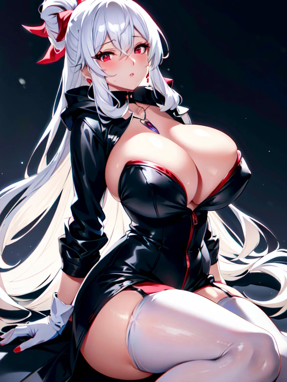 , huge, Double tail, Silver Hair, hoodie, Retro Gothic, posture, Lovely, Face Up, high quality, necklace, ring, bracelet, earrings for a young japanese woman, 1 girl, beautiful detailed eyes, beautiful detailed lips, extremely detailed face, long hair, slim, 25 years old, wearing sunglasses on her head, black jacket, white button-up shirt, purple gloves, shorts, thigh highs, garter belt, detailed clothing, masterpiece, photorealistic, 8k, cinematic lighting, vibrant colors, elegant, fashion portraitAraffe dressed as a snow White with a red bow and a red bow, Beautiful vampire queen, 臉紅 realistic role play, 《Adventure Treasure》Marceline, anime girl role play, 4K HD snow White hair, Beautiful vampire queen, snow White as a d &D Fighter, snow White, anime role play, role play, Vampire Camilla, Has long black hair, on the street,Torn clothes,big breasts big areolamasterpiece, best quality, high quality, Very detailed CG uniform 8k wallpaper, blossoming landscape, dry place，such as an empty desert, dearest, cunning, mono lake, common tree, 3D digital painting, Award-winning photography, Bokeh, Depth of Field, HDR, bloom, Chromatic Aberration, Reality, Very detailed, Popular on artstation, Popular on CGsociety, Wheels within wheels, High Detail, Dramatic, midjourney&#39;s Artwork 1Girl, (Dakota:1.0), blue eyes, Pixie Short Hair, blush, Human Resources Bikini (Large Breasts:1.0), (Large areola:1), , (Pure face_V1:0.5) Increase height Clothes got wet