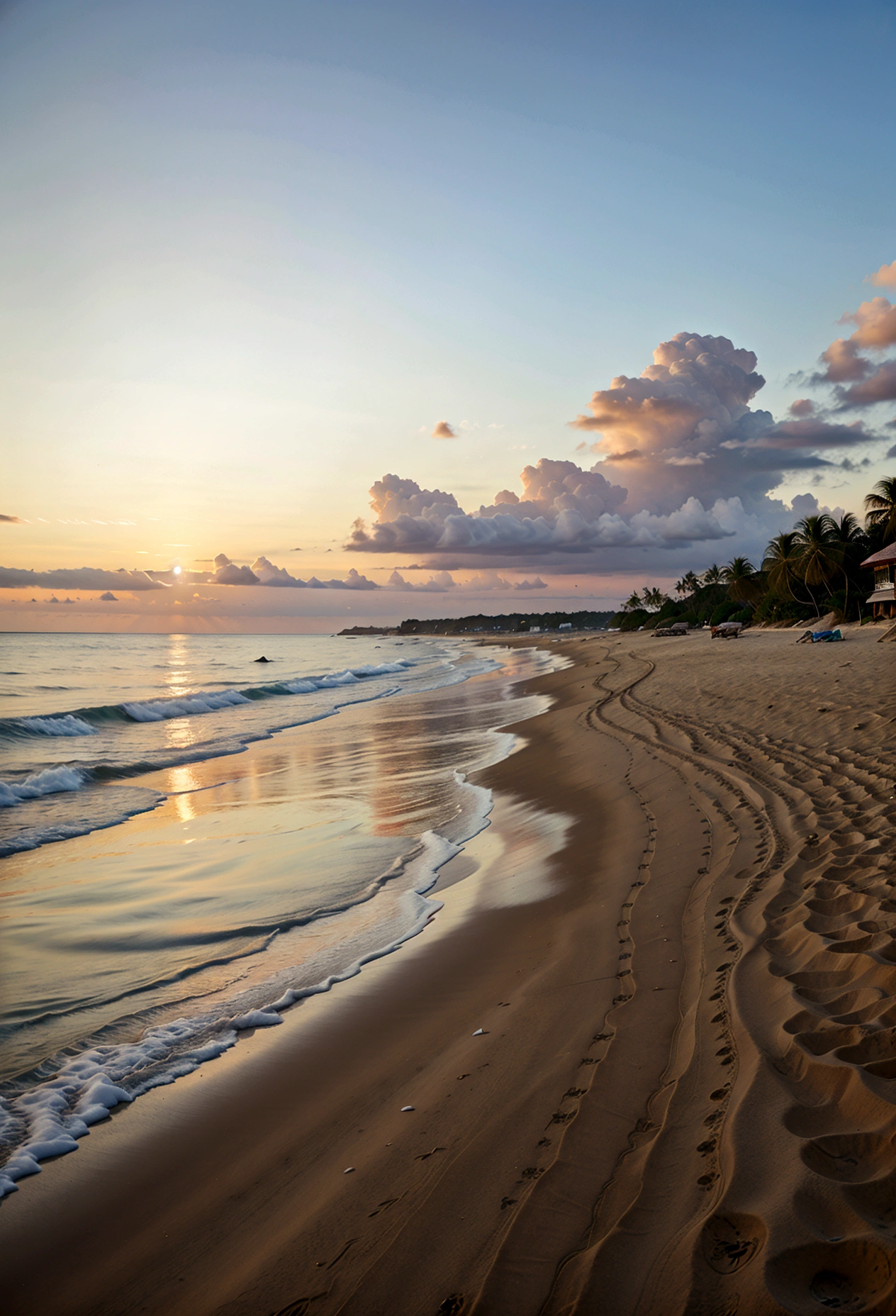 landscape beach, maldives dawn, romantic, professional advertising photo