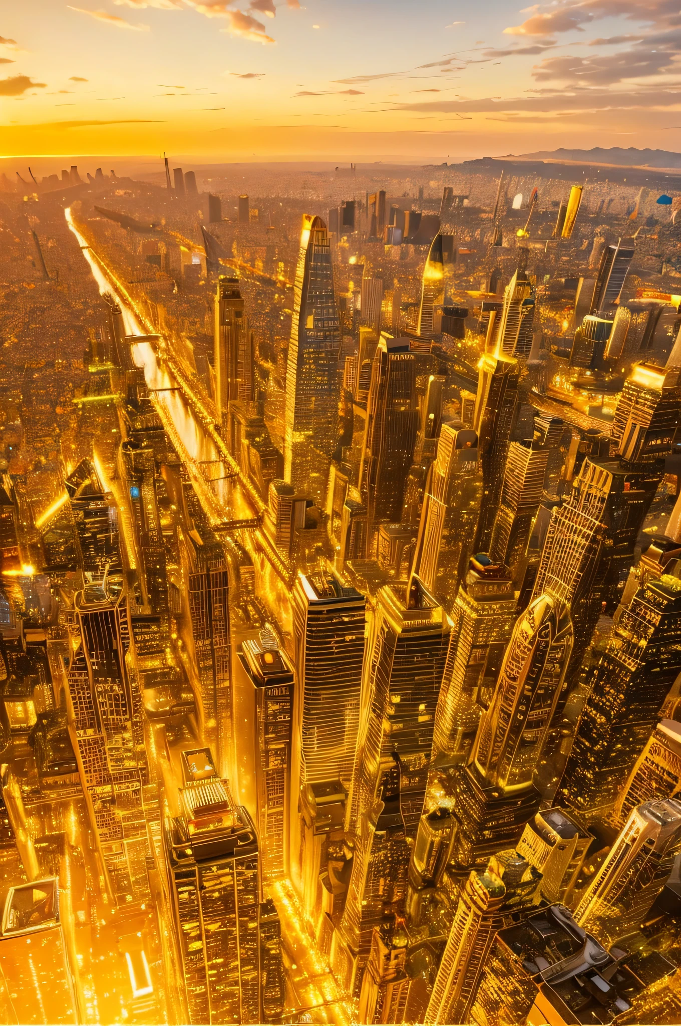 highest quality、detailed drawing、Golden City