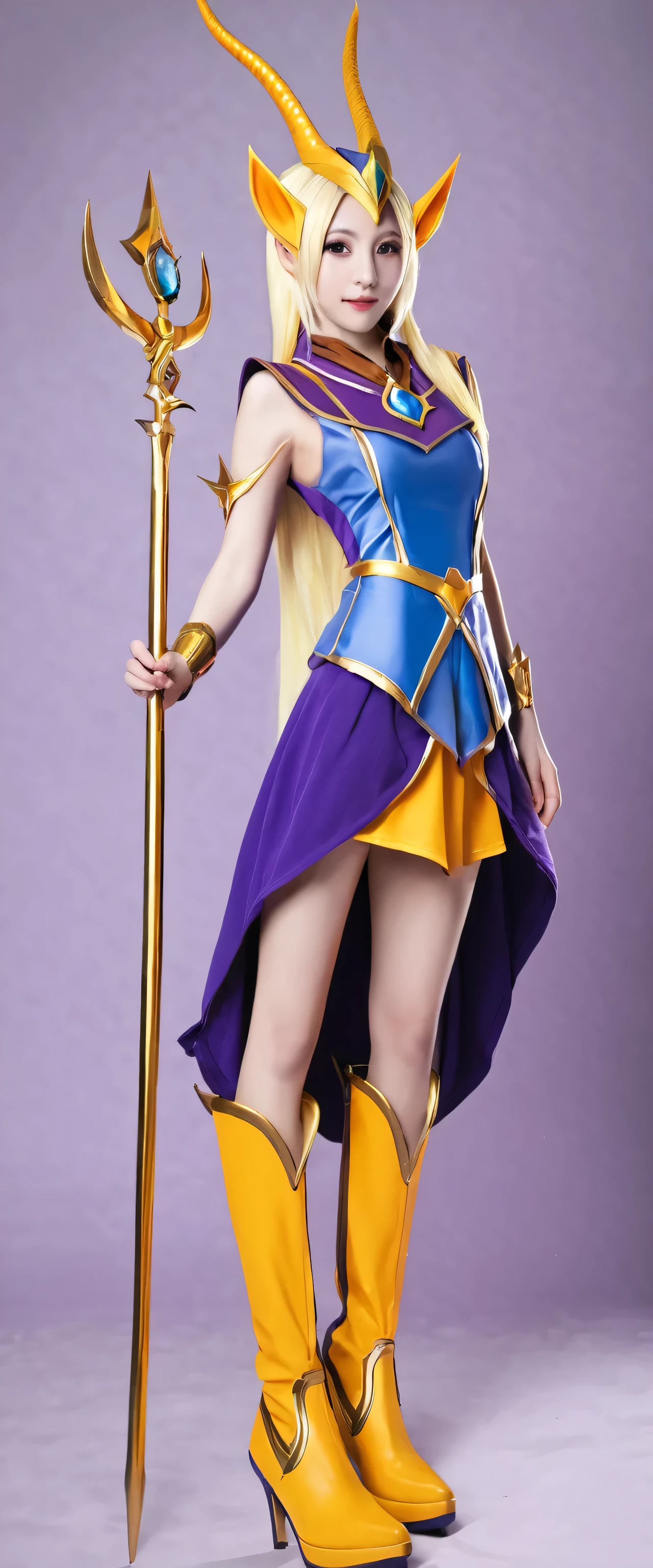 Soraka, dark magician girl cosplay, high heels boots, realistic, Best quality, masterpiece