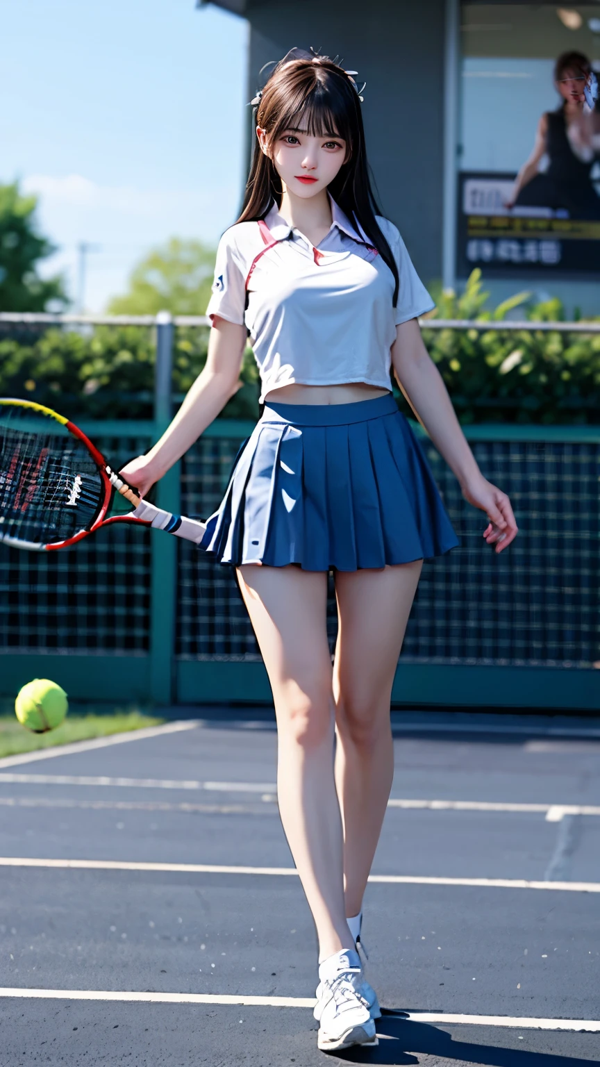 (Very delicate and beautiful:1.2)super model,,Big Breasts,Beautiful breasts,voluptuous,【bike shorts】,,【3girls】,,highest quality, High resolution, 8K,Kick in a hurry,Tennis Wear.mini skirt