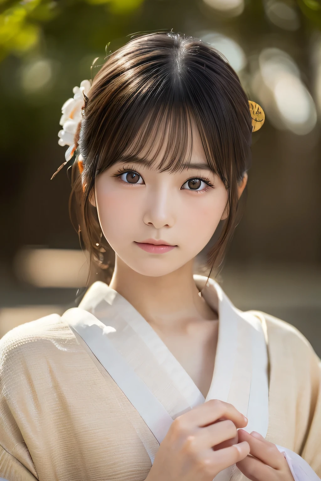 highest quality, Face Focus, Soft Light, Ultra-high resolution, (Realistic:1.4), RAW Photos,
1 Japanese girl, alone, cute, (pupil, Light in your eyes),  Beautiful face in every detail, (Small box),(High resolution detail of human skin texture),kimono