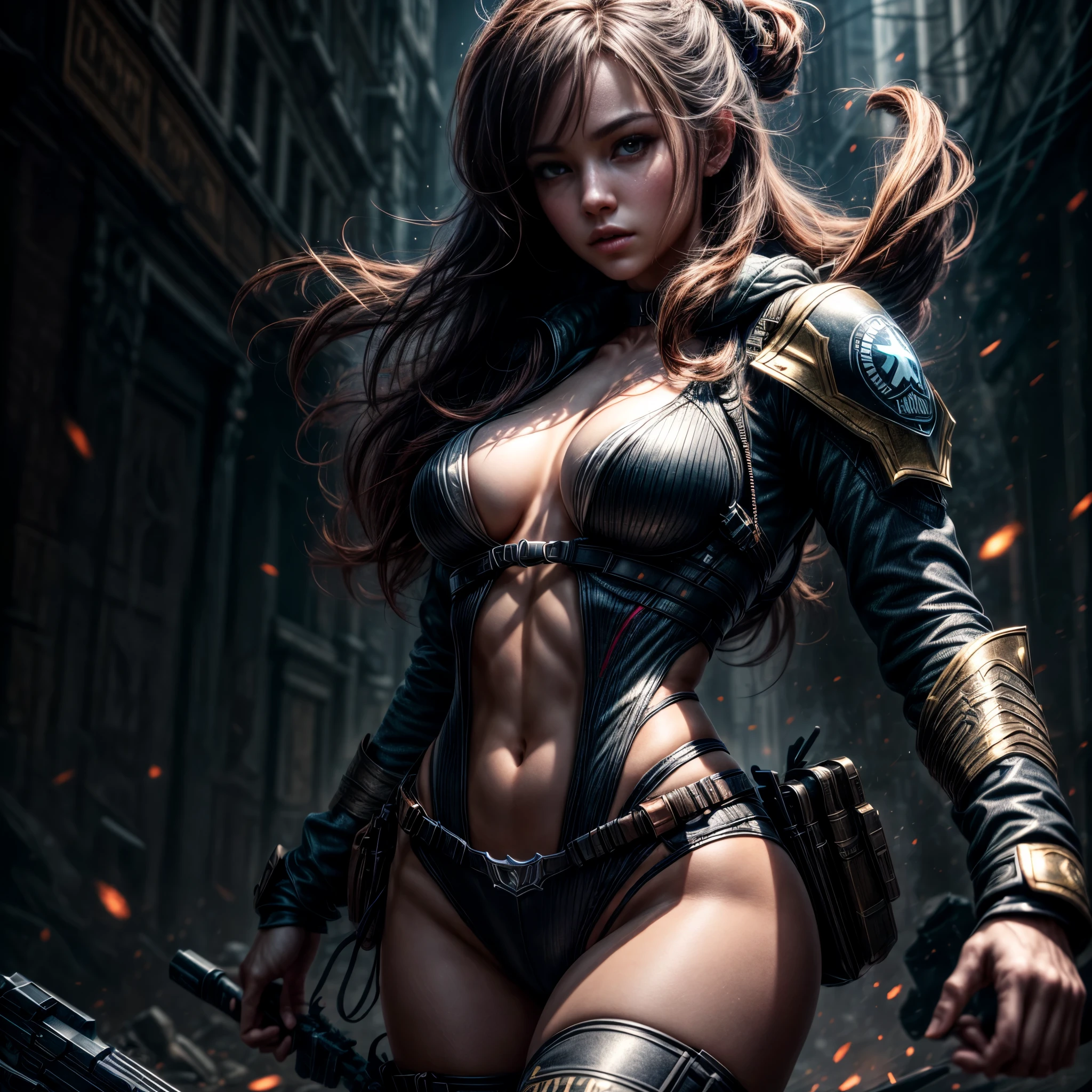 8K, Best Quality, Masterpiece, Ultra High Resolution, (highly detailed CG unity 8k wallpaper), (best illustration), (best shadows), isometric 3D, octane rendering, ray tracing, highly detailed, (wide panoramic view: 1.1), Realistic hands. Blurred foreground. [(((Ultra-HD-quality-details, ideal-cutesie))), 40-zoey-olderv2-zombie, dynamic angles, masterpiece, (detailed), (detailed skin), 1girl, wearing special forces gear, (bullet wounds), action poses, ray tracing, vivid colors, vibrant colors, 4k, 8k]