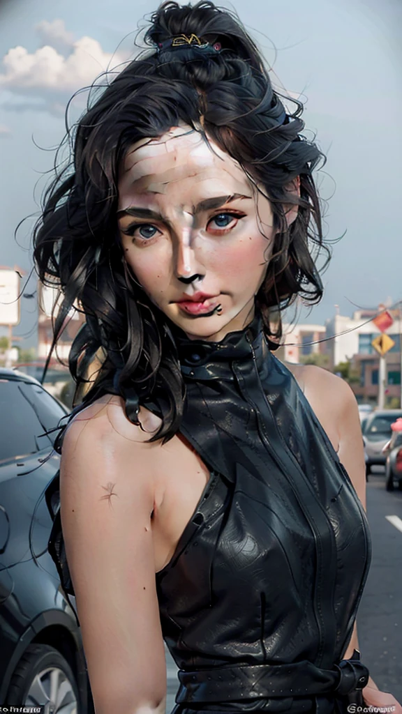 masterpiece, best quality:1.4), portrait Solo, Gal Gadot, woman, european, blue eyes, glasses, black hair, long black hair, pale skin, casual clothes, serious eyes,