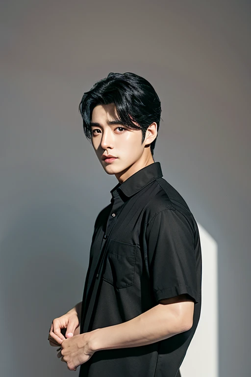 Handsome black hair Korean short sleeve