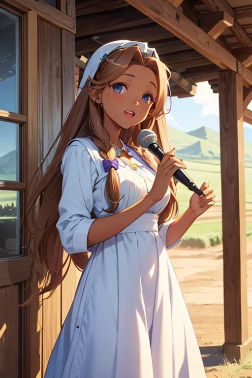Malon singing at her ranch