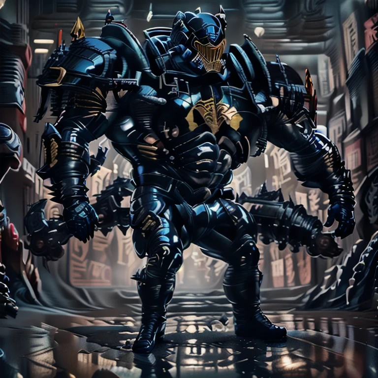 (masterpiece. official art. 8k. best quality. detailed full body. full body.)
(situation 1 : dominating man. man is over 1000 meters long. focus GIANT mechanical Muscular man is trampling the city. Looking down. macro. stomp. Low-angle perspective. emphasizing the immense size.)
(Additional details 1: wearing latex Giant Muscle Suit. black latex sculpt, hr giger muscles, hard rubber chest, rubber suit, black rubber suit, bodybuilder body. giger muscles, powerful and huge) Wears a helmet in the shape of Venom.