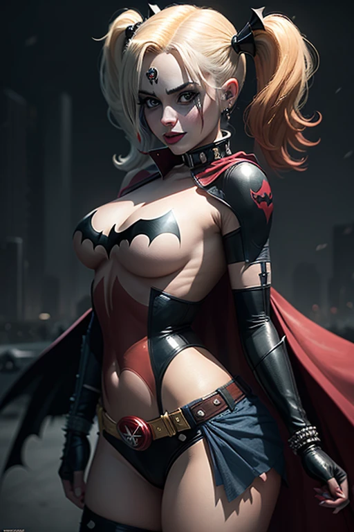(harley quinn con traje clasico probocando a batman)