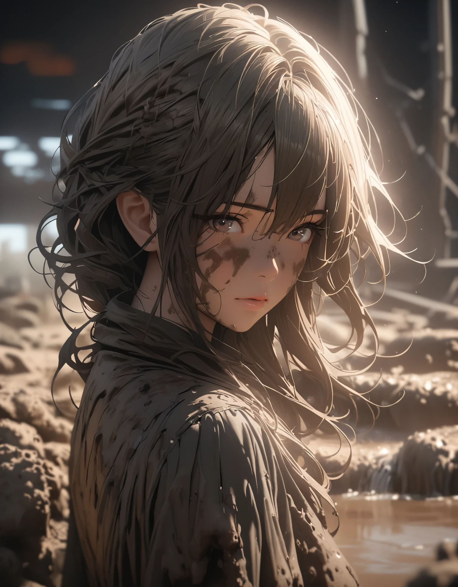 Beautiful Commoners、Perfect Face、Loose depiction、Eyes are hollow focus、Open your hands、Muddy，close，Rim Light，Matte special effects，Full body portrait，OC Renderer，Octane Renderer，Pure White Background， High detail, 4K, masterpiece.