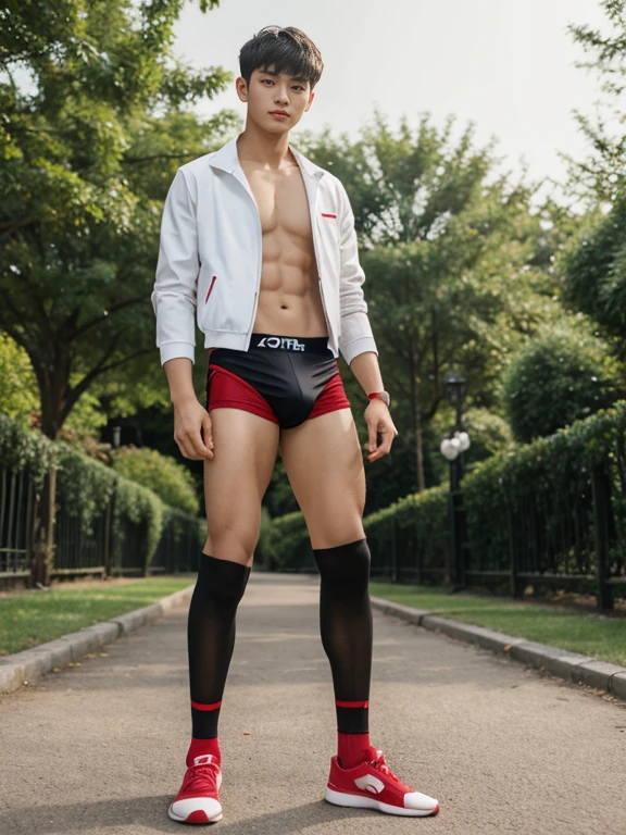 teenagers , young , light-skin , wearing an dark red sexy underwear, tmasterpiece,k hd,the feet,Transparent sports vest,semi transparent,black long socks,The barefoot , red colour , handsome and cute , extreme cute boy , white skin , dark red underwear boxers shorts , extremely tall and cute boy ,oppa model , handsome model , full body , dark red boxers underwears short shorts , black socks , white light-skin , Chinese model , young boy , white skin , handsome and extremely cute , red boxers underwear shorts , long black socks , handsome model , at the park , jogging , model oppa , long legs , jogging , running , high knee black socks ,black long socks , stand up , extremely tall , extremely high , red underwears , red sports underwear , long black socks , clean and white legs , Chinese model , extremely long legs , looking at the camera , clean and white thigh , heavy bulge , kid face , baby face , wearing jacket , red underwears boxers , light and white skin , Chinese model , strike a pose , sexy pose , flexing pose , show off his handsome pose , size different , height different , tallest boy in the world , height comparison with other boy