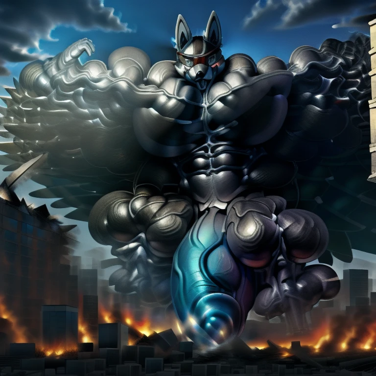 (masterpiece. official art. 8k. best quality. detailed full body. full body.)
(situation 1 : dominating LUCARIO. LUCARIO is over 1000 meters long. focus GIANT mechanical Muscular LUCARIO is trampling the city. Looking down. macro. stomp)
(situation 2 :smoke and flames rising from the destruction in the city)
(Additional details 1: Its nanosut emphasizes the muscles. wearing crNanosuit. nanosuit. creating crNanosuit. black visor. wearing a full-face helmet. hero in anime style.)
(Additional details 2: (Detailed head. Detailed Body. Detailed abs. gigantic muscles. HYPER MUSCLES. Gigachad Muscular. big muscle. pecs. triceps. traps. unusually developed muscular body. body full of huge muscles. showing off muscles. pectorales enormes. Exaggeratedly huge muscles. huge muscles. long legs.).
(Additional details 3: Spread wings. It has wings. have big wings. black wings. The claws are sharp. Sharp teeth.).
(Additional details 4: black color hyper penis. hyper black penis. big penis)