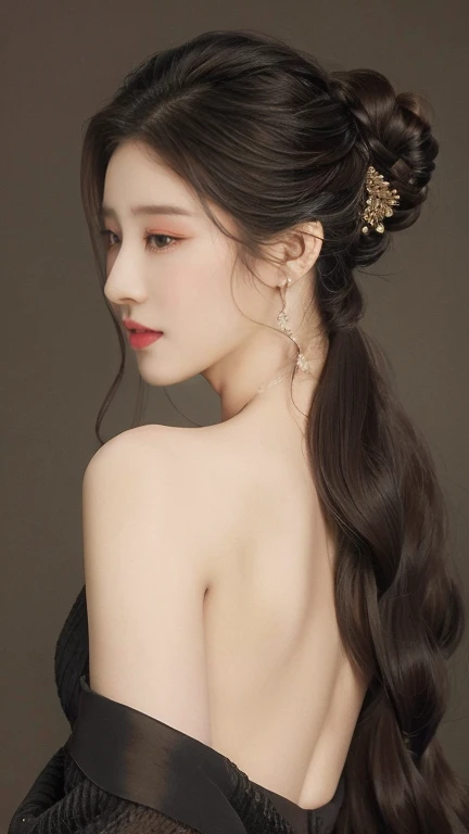 highly detailed, 8K, masterpiece, 1 girl, long hair, Bare back, Smile, (perfect_Face), boundary, close up, Gorgeous, complicated, Dramatic Lighting, 4k, detailed_Back ground, Caustic lines, whole body,