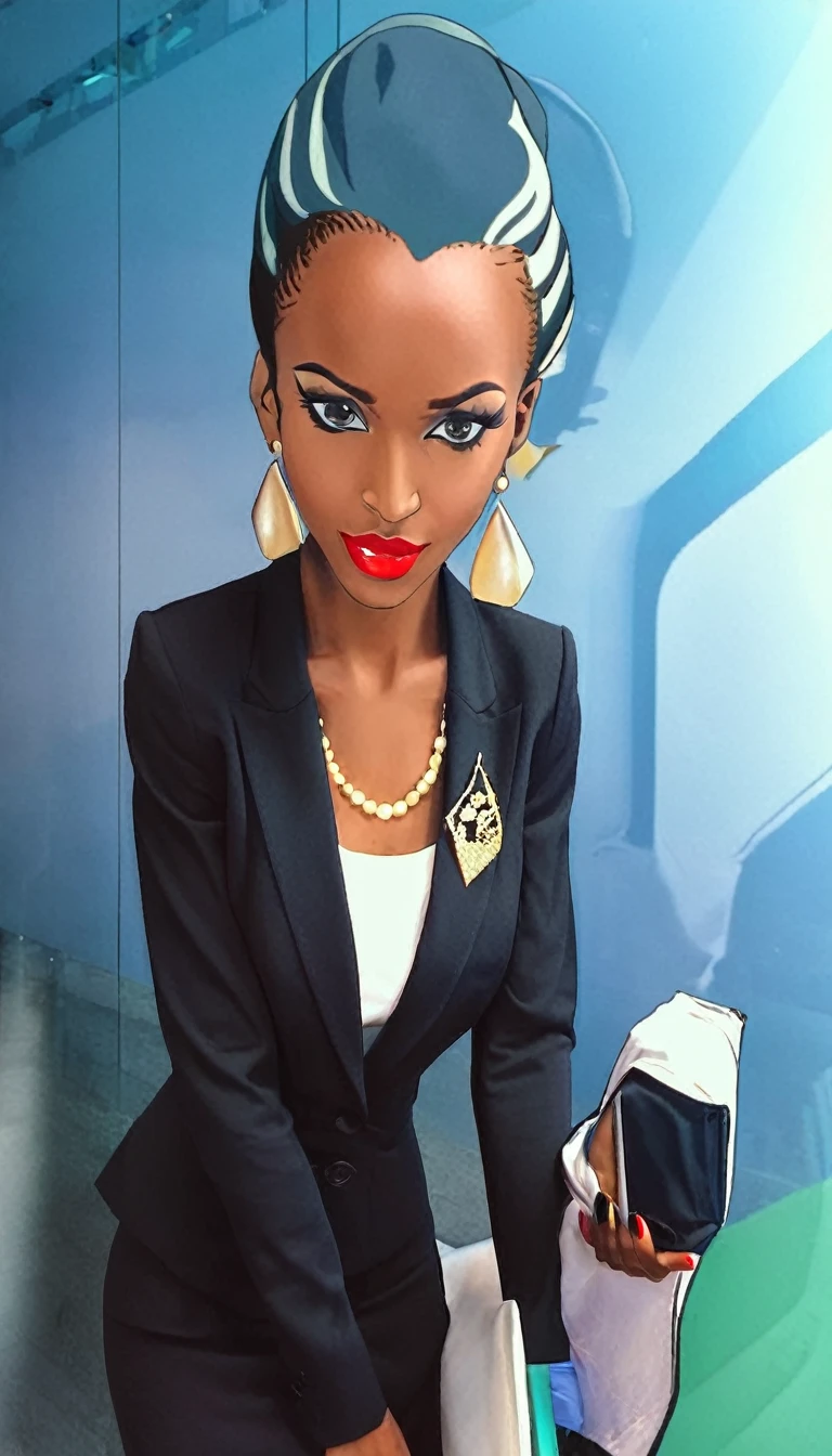 Black business women wearing a long skirt suit