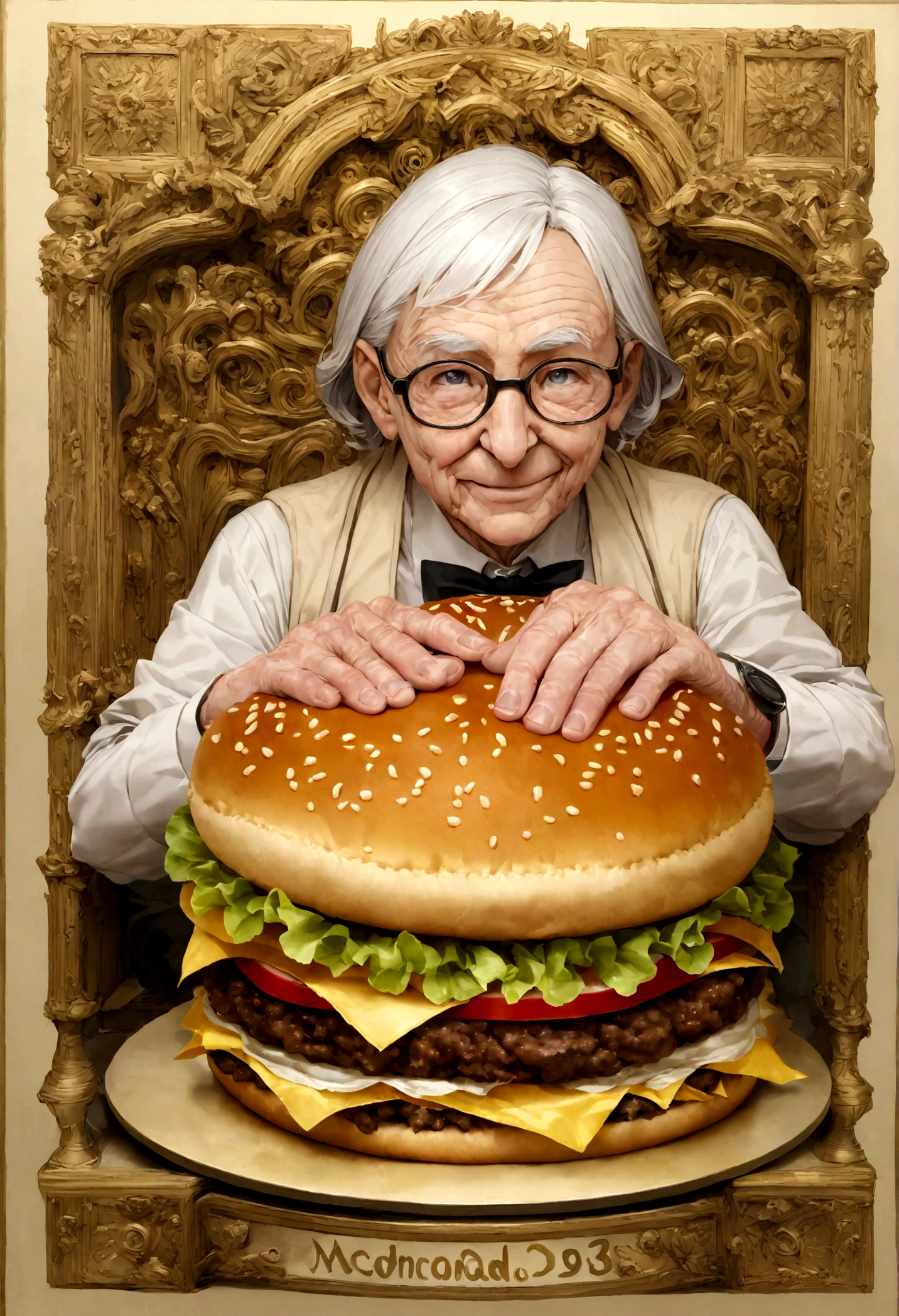 Buffett holding a McDonald&#39;s hamburger